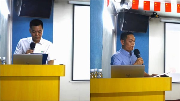 中境董事長(zhǎng)（左），總經(jīng)理（右）發(fā)表講話