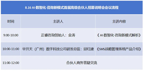 AI·數(shù)智化·咨詢新模式首屆高級合伙人招募說明會震撼來襲！